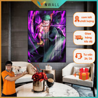 Trang trang gương, Tranh ZORO kiếm sỹ vua hải tặc, In than tre tráng gương, trang trÍ phòng học, làm việc - VNWALL