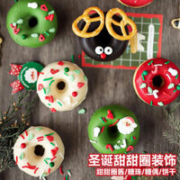 Trang trí bánh donut Giáng sinh, hạt đường nhiều màu sắc, nước sốt sô cô la, bánh ngọt, bánh quy, trang trí nướng món tráng miệng