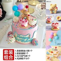 Trang trí bánh nướng bánh gấu bơ đồ trang trí cho bé trai và bé gái váy dự tiệc thẻ cắm
