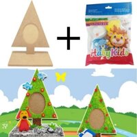 Trang trí cây thông gỗ bằng đất nặn hạt xốp bịch 5 màu