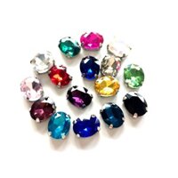 Trang trí giày DIY bằng đá quý 8*10mm hình bầu dục, đá quý may tay, phụ kiện quần áo, vật liệu thay thế đá quý 5 miếng/1 bộ