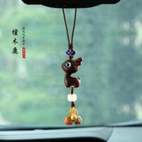Trang trí gương chiếu hậu ô tô bằng gỗ mun, mặt dây chuyền quái vật ăn vàng, sáng tạo, an toàn cho hành trình, trang trí nội thất ô tô cao cấp 9BDN