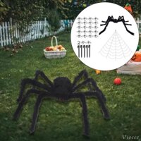 Trang trí halloween 16,4ft mạng nhện hình tam giác 49 inch khổng lồ thực tế linh hoạt đạo cụ halloween cho đồ dùng tiệc halloween