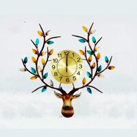 Trang Trí Hành Lang Phòng Khách Hình Sừng Hươu Đồng Hồ Treo Tường Bằng Kim Loại Trang Trí Giáng Sinh Deer Wall Decor