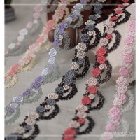 Trang trí ren thêu hòa tan trong nước dây chuyền đầy màu sắc cho quần áo DIY, rèm cheongsam, hanfu, lolita