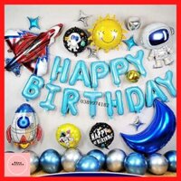 Trang trí sinh nhật cho bé trai - Set bóng trang trí sinh nhật bé trai chủ đề phi hành gia 16 đầy đủ bóng giống hình