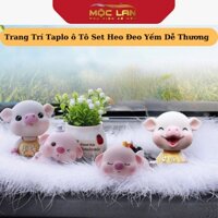 Trang Trí Taplo ô Tô Heo Đeo Yếm Dễ Thương Trang Trí Bàn Làm Việc Quà Tặng Ý Nghĩa