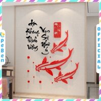 Trang Trí Tết 2025 - Tranh mica EPeBen dán tường nổi 3d hình cá chép Phát tài phát lộc An Khang Thịnh Vượng