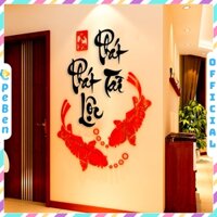Trang Trí Tết 2025 - Tranh mica EPeBen dán tường nổi 3d hình cá chép thư pháp tiếng Việt Phát Tài Phát Lộc