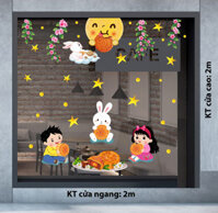 TRANG TRÍ TRUNG THU CHO TRUNG TÂM ANH NGỮ BÉ VÀ THỎ TRẮNG ĂN BÁNH TRUNG THU