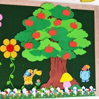 Trang trí tường mẫu giáo, bảng đánh giá cây táo lớn, nhãn dán ảnh, giấy dán tường xốp EVA, nhãn dán tường bảng đen bán buôn