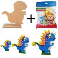 Trang trí Tyrannosaurus gỗ bằng đất nặn Hàn Quốc dạng hạt xốp bịch 5 màu