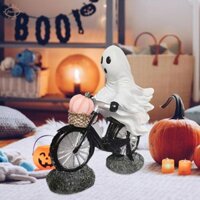 Trang trí xe đạp ma với đồ trang trí bí ngô màu hồng cho bàn làm việc tại nhà Phòng khách