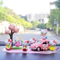 Trang trí xe Hello Kitty mới, trang trí nội thất xe hương liệu cao cấp, trang trí xe KT Cat, trang trí bảng điều khiển
