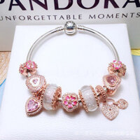 Trang web Pandora, vòng tay nữ, mặt dây chuyền trái tim vàng hồng, phong cách thời trang mới T0F7