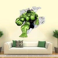 Tranh 3D Dán Tường Trang Trí Nhà Cửa ,Tiệm Cắt Tóc , Quầy Bar | Tranh Dán 3D Hình Hulk  Giấy Báo