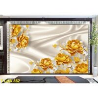 Tranh 3D Hoa lụa hiện đại. Tranh dán tường vải lụa kim sa in công nghệ UV