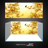 Tranh 3D Koifish, Tranh Dán Bể Cá,Lá vàng , in tranh theo kích thước yêu cầu - 40x25