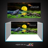 Tranh 3D Koifish, Tranh Dán Bể Cá,Trăng vàng , in tranh theo kích thước yêu cầu - 40x25
