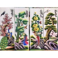 Tranh 5d gắn đá toàn bộ tự làm - Tranh bộ tứ quý bốn mùa Xuân,Hạ,Thu,Đông treo tường