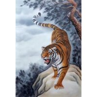 Tranh 5d gắn đá toàn bộ tự làm không kèm khung - Tranh treo phong thủy Con Hổ