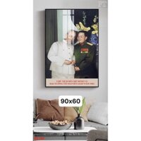 tranh ảnh bác hồ bác giáp 90x60cm/ tranh tráng gương/ tranh treo tường sẵn treo