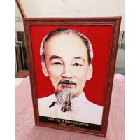 tranh bác hồ bác giáp 50x75cm kèm khung sẵn treo/ tranh tráng gương/ tranh treo tường