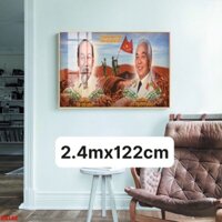 tranh bác hồ bác giáp khổ lớn 2.4mx122cm sẵn treo chất liệu tráng gương