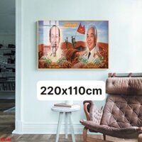 tranh bác hồ bác giáp kích thước lớn 220x120cm sẵn treo chất liệu tráng gương