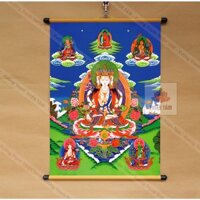 Tranh Bất Không Quyến Sách Bồ Tát 40x55cm bằng vải bóng cao cấp dày dặn