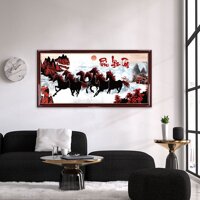 Tranh bát mã Phúc - Lộc - Thọ | Tranh ép gỗ cao cấp W1809 Size 30x60