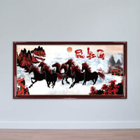 Tranh bát mã Phúc - Lộc - Thọ | Tranh ép gỗ cao cấp W1809 Size 40x80