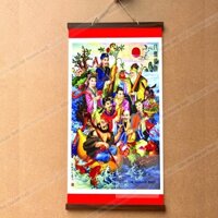 Tranh Bát Tiên treo tường nẹp gỗ 40x80cm khổ lớn bằng vải phủ bóng cao cấp dày dặn