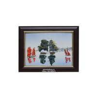 Tranh Bát Tràng đẹp vẽ Hòn Trống Mái- vịnh Hạ Long