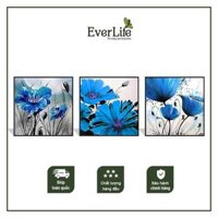 Tranh bộ canvas Smart Decor hoa blue ( 3 tấm kích thước 30x30cm)_TB0003