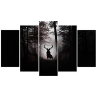 Tranh bộ ghép 5 tấm dán tường động vật, Tranh hươu nai trong rừng