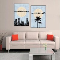Tranh bộ gỗ MDF giá rẻ, trang trí tường nhà đẹp, tranh bộ ghép mẫu mới treo tường phòng khách