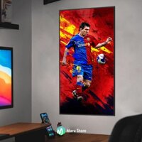 Tranh Bóng Đá Messi Treo Tường Có Khung Trang Trí Quán Coffee Net Góc Gaming