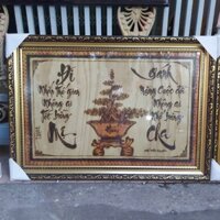 Tranh Bút lửa nghệ thuật Dzũ Kha trang trí nhà cửa KT 50x70cm  _ Mẫu Mẹ Cha
