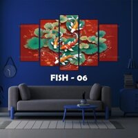 Tranh Cá Bộ 5 Tấm Dán Tường cán Formex 5mm, Decor phòng ngủ, phòng khách