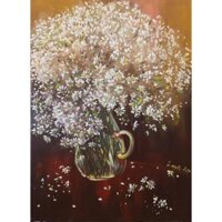 Tranh Canva vẽ tay màu acrylic - tràn ngập sắc hoa xuân