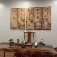 Tranh Canvas Bộ 5 tranh thư pháp Nhân-Lễ-Nghĩa-Trí-Tín trang trí phòng khách,phòng thờ,nhà hàng...
