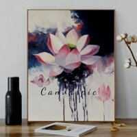 Tranh Canvas cánh sen hồng trắng, pha nền đen | Canvaspic