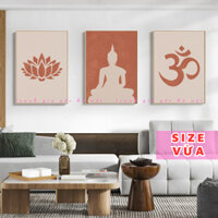Tranh canvas có khung hình thiền định/ yoga/ tượng phật/ 7 luân xa treo phòng thiền, phòng yoga tặng kèm đinh treo