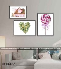 Tranh Canvas Decor Ngôi nhà, trái tim và kẹo mút – DC0645