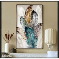 Tranh canvas hình lông vũ 60x90 giá bao gồm khung nhựa composite 2cm
