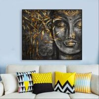 Tranh canvas hình phật 60x80 kèm khung viền