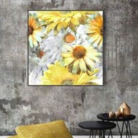 Tranh canvas hoa dã quỳ 70x70  kèm khung
