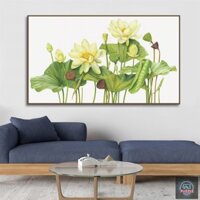 Tranh canvas hoa sen trắng