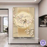 Tranh canvas họa tiết hoa đào và chim uyên ương trang trí nhà cửa đẳng cấp mang lại tài lộc và may mắn